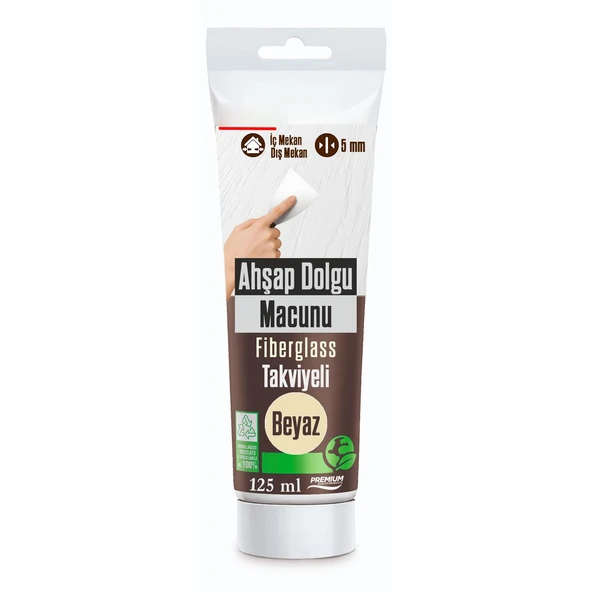BEYAZ Renk Ahşap Parke Tamir Macunu Mobilya Masa Dolgu Çatlak Çizik Giderici 125 ML Kullanıma Hazır ürün görseli 1