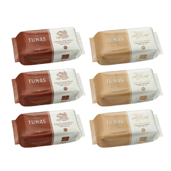 Tunas Kakaolu ve Sade Tahin Helvası 200 gr 6 lı Karma Paket ürün görseli 1