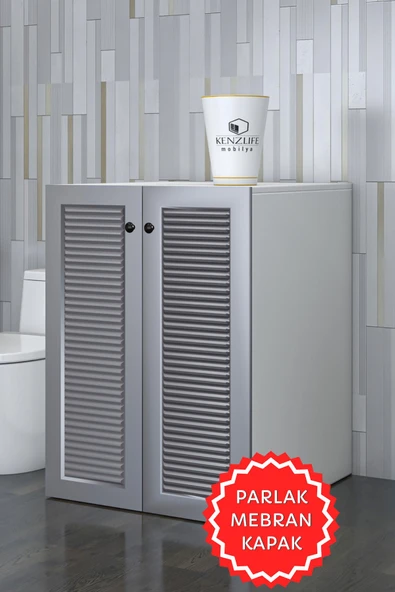 Kenzlife membran çamaşır makinesi dolabı kapaklı tatyana gribyz panjur 90*70*60 mebran kapak MDF gövde banyo ofis kapaklı arkalıksız ürün görseli 1