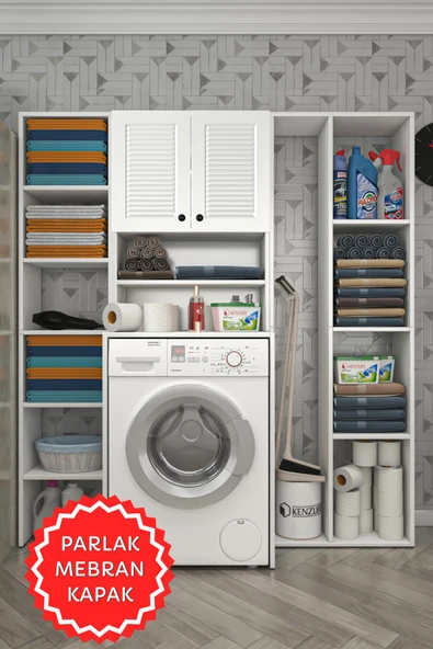 Kenzlife membran çamaşır makinesi dolabı hayzummega byzbyz panjur 180*156*55 mebran kapak MDF gövde ürün görseli 1