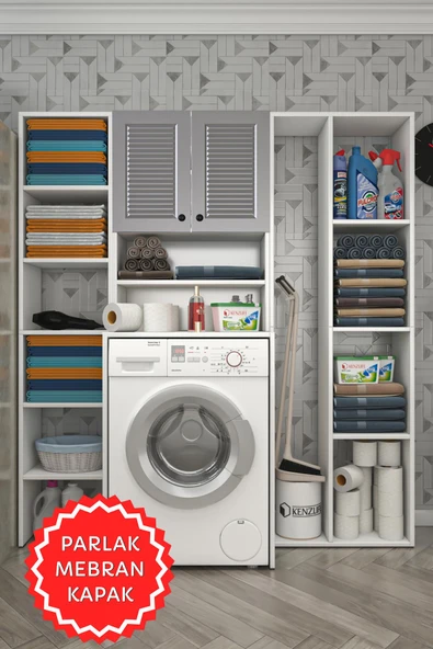 Kenzlife membran çamaşır makinesi dolabı hayzummega gribyz panjur 180*156*55 mebran kapak MDF gövde ürün görseli 1