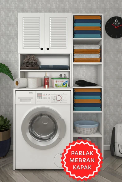 Kenzlife membran çamaşır makinesi dolabı hayzummaks byzbyz panjur 180*66*55 mebran kapak MDF gövde ürün görseli 1