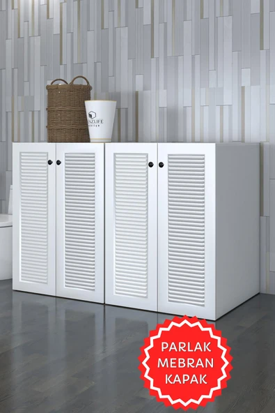 Kenzlife membran çamaşır&kurutma&bulaşık makinesi dolabı tatyanakare byzbyz 90*140*60 mebran kapak MDF gövde kapaklı arkalıksız ürün görseli 1