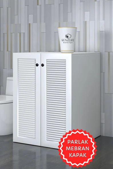 Kenzlife membran çamaşır makinesi dolabı kapaklı tatyana byzbyz panjur 90*70*60 mebran kapak MDF gövde banyo ofis kapaklı arkalıksız ürün görseli 1