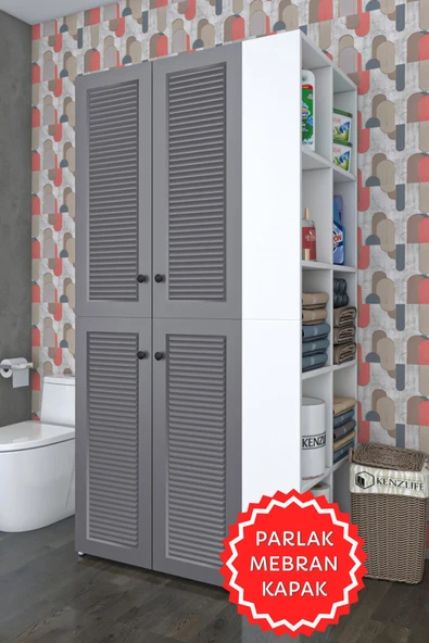 Kenzlife membran çamaşır-kurutma makinesi dolabı kapaklı fedyenka gribyz 180*090*60 mebran kapak suntalam gövde banyo arkalıksız ürün görseli 1