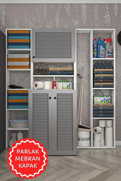 Kenzlife membran çamaşır makinesi dolabı kasparovmega gribyz panjur 180*156*55-20 mebran kapak suntalam gövde banyo kapaklı arkalıksız ürün görseli 1
