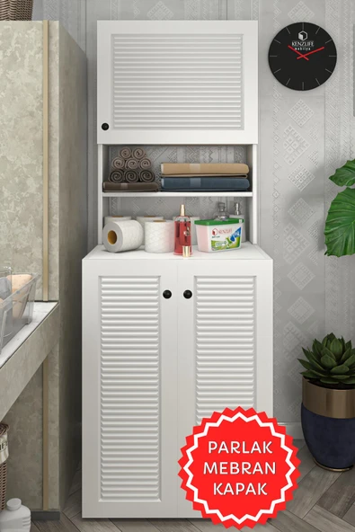 Kenzlife membran çamaşır makinesi dolabı kasparov byzbyz panjur 180*066*55-20 mebran kapak MDF gövde banyo kapaklı arkalıksız ürün görseli 1