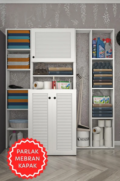 Kenzlife membran çamaşır makinesi dolabı kasparovmega byzbyz panjur 180*156*55-20 mebran kapak suntalam gövde banyo kapaklı arkalıksız ürün görseli 1