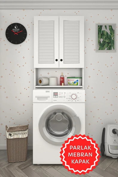 Kenzlife membran çamaşır makinesi dolabı veronika byzbyz panjur 180*066*20 mebran kapak suntalam gövde çift kapaklı arkalıksız ürün görseli 1