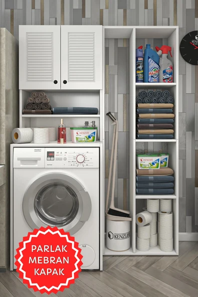 Kenzlife membran çamaşır makinesi dolabı hayzumsüpürge byzbyz panjur 180*126*55 mebran kapak MDF gövde ürün görseli 1