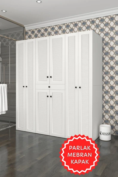 Kenzlife membran çamaşır-kurutma makinesi dolabı ve giysi dolabı suyuti sağ byzbyz panjur 180*170*60 mebran kapak MDF gövde banyo ürün görseli 1