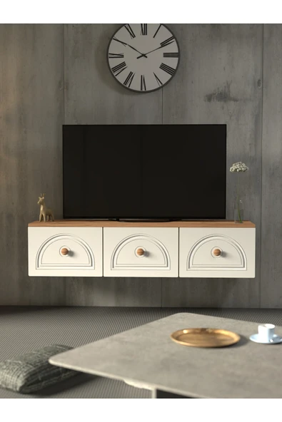 Platinreyon BOHEM 135 CM 3 KAPAKLI DUVAR TV ÜNİTESİ MDF KAPAK ürün görseli 1