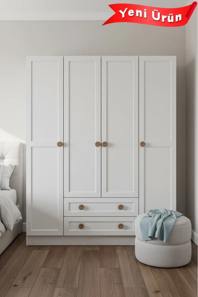 Platinreyon BOHEM 4 KAPAK 2 ÇEKMECE GARDIROP MDF KAPAK ürün görseli 1