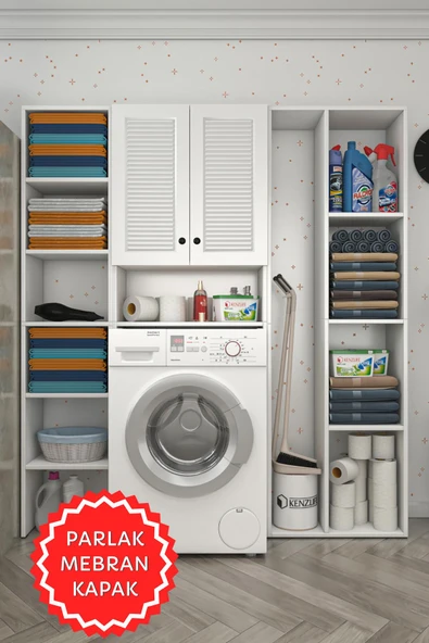 Kenzlife membran çamaşır makinesi dolabı sinemmega byzbyz panjur 180*156*30 mebran kapak MDF gövde kapaklı arkalıklı raflı ürün görseli 1