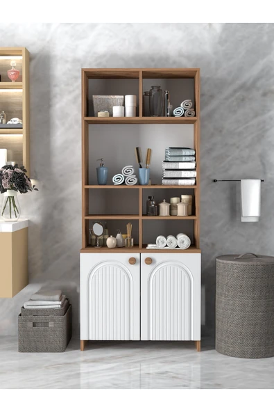 Platinreyon Bohem Çok Amaçlı Şık Banyo Dolabı Mdf Kapak Beyaz ürün görseli 1
