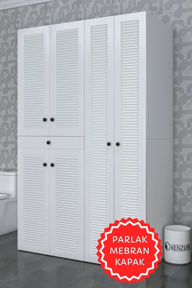 Kenzlife membran çamaşır-kurutma makinesi dolabı şahrur sağ byzbyz 187*120*60 çekmeceli mebran kapak MDF gövde banyo ürün görseli 1