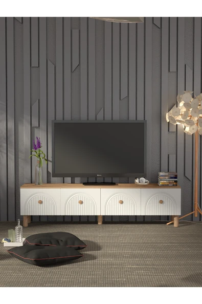 Platinreyon Bohem Tarz Şık 180 Cm 4 Kapaklı Mdf Kapak Tv Ünitesi ürün görseli 1
