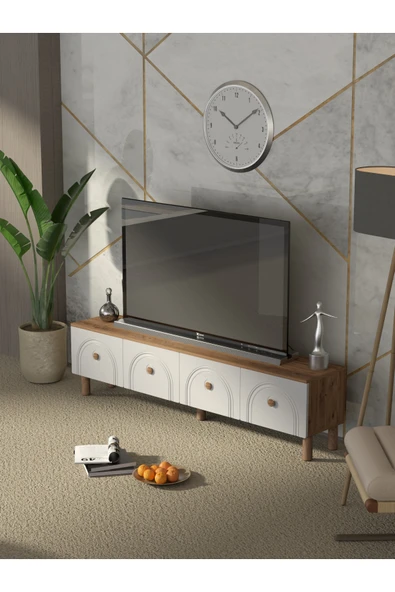 Platinreyon Bohem Tarz 180 Cm 4 Kapaklı Mdf Kapak Tv Ünitesi ürün görseli 1