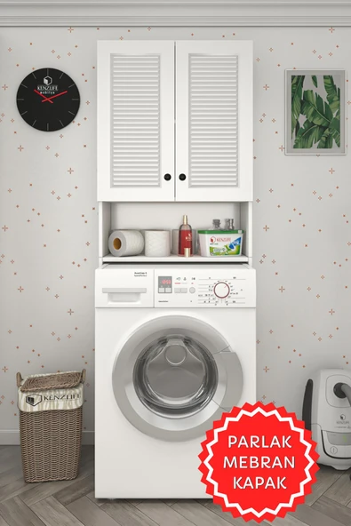 Kenzlife membran çamaşır makinesi dolabı sinem byzbyz panjur 180*066*30 mebran kapak MDF gövde kiler kapaklı arkalıklı ürün görseli 1