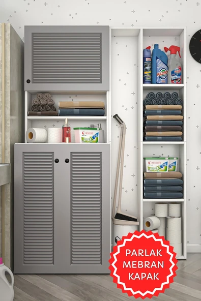 Kenzlife membran çamaşır makinesi dolabı kasparovsüpürge gribyz panjur 180*126*55-20 mebran kapak suntalam gövde banyo kapaklı arkalıksız ürün görseli 1