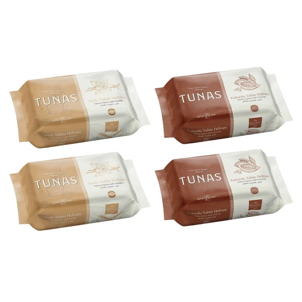 Tunas Kakaolu ve Sade Tahin Helvası 500 gr 4 lü Karma Paket ürün görseli 1