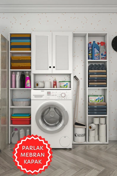 Kenzlife membran çamaşır makinesi dolabı veronikamega byzbyz panjur 180*156*20 mebran kapak suntalam gövde arkalıksız raflı ürün görseli 1