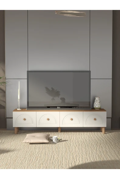 Platinreyon Bohem Tarz 180 Cm 4 Kapaklı Mdf Kapak Tv Ünitesi ürün görseli 1