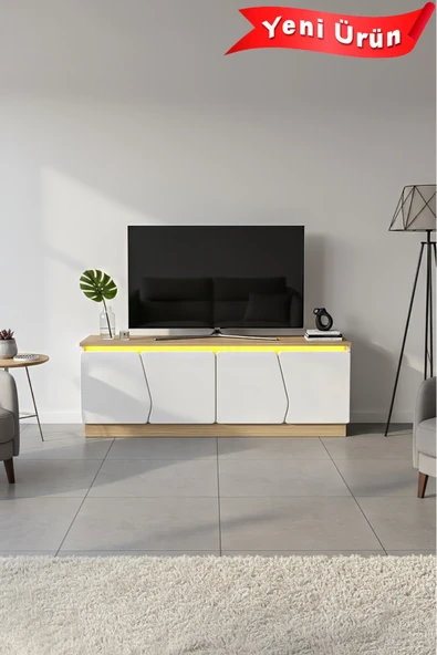 Platinreyon Bohem 150 cm Tv Ünitesi Mdf Kapak Led Işıklı Tv Ünitesi Tv Sehpası Kapaklı Tv Sehpası ürün görseli 1
