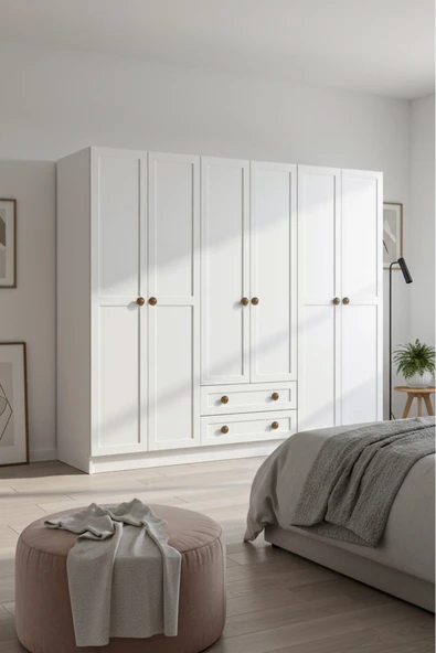 Platinreyon BOHEM 6 KAPAK 2 ÇEKMECE GARDIROP MDF KAPAK ürün görseli 1