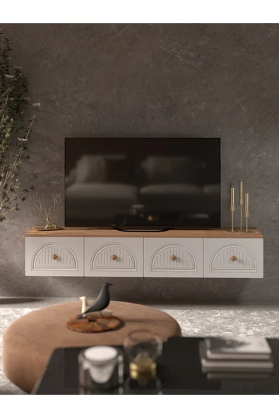 Platinreyon Bohem Şık 180 Cm 4 Kapaklı Mdf Kapak Duvar Tv Ünitesi ürün görseli 1