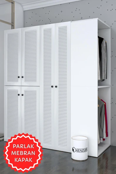 Kenzlife membran çamaşır-kurutma makinesi dolabı ve giysi dolabı bistami sağ byzbyz panjur 180*160*60 mebran kapak MDF gövde ürün görseli 1