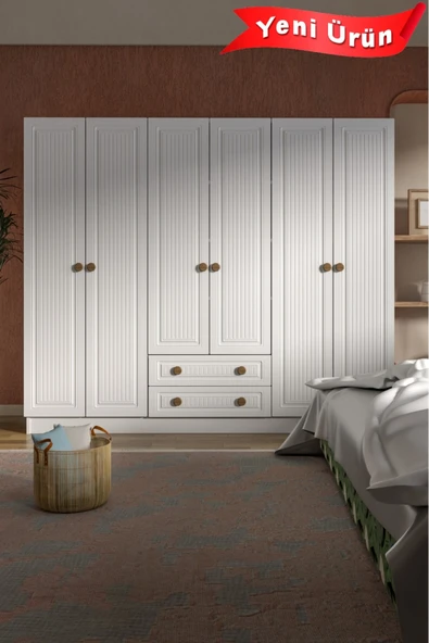 Platinreyon BOHEM 6 KAPAK 2 ÇEKMECE MDF KAPAK GARDIROP ürün görseli 1