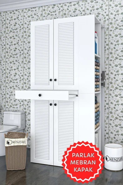 Kenzlife membran çamaşır-kurutma makinesi dolabı ahi evran sağ byzbyz panjur 187*090*60 mebran kapak MDF gövde ürün görseli 1