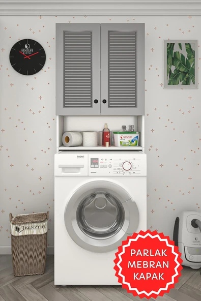 Kenzlife membran çamaşır makinesi dolabı sinem gribyz panjur 180*066*30 mebran kapak MDF gövde kiler kapaklı arkalıklı ürün görseli 1