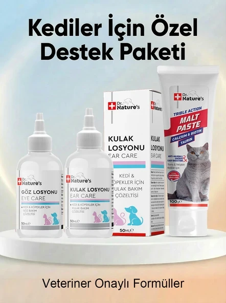 Kedi Malt Macunu 100 g + Göz ve Kulak Temizleme Solüsyonu Seti – 3’lü Kedi Bakım Paketi ürün görseli 1