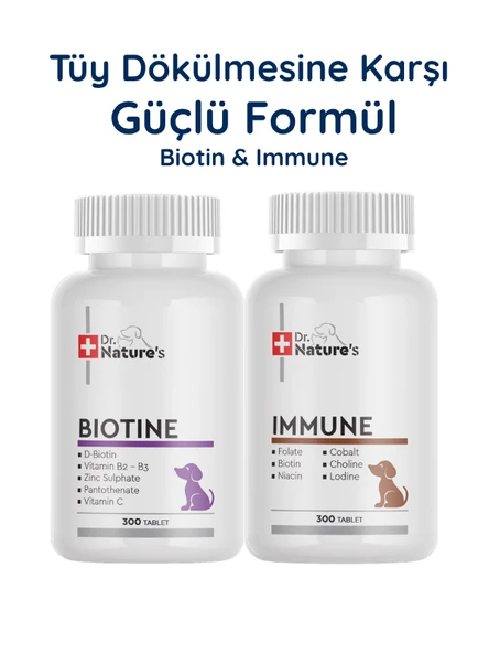 Köpek Biotin + Multivitamin ( Immune) Seti  – Tüy Sağlığı ve Günlük Vitamin Desteği 2x300 Tablet ürün görseli 1