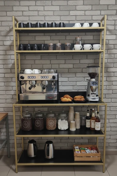 Vertex Gold Metal Çay / Kahve Standı  Endüstriyel Çay Kahve Servis Ünitesi ürün görseli 1