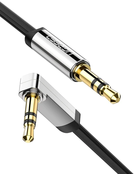 UGREEN 90 derece Dik Açılı 3.5mm Flat Aux Ses Kablosu 2 Metre, 10599 ürün görseli 1