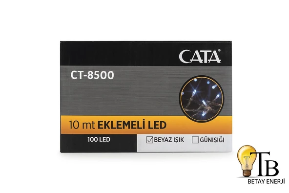 cata 10 Metre Eklemeli LED Işık 100 LED Beyaz Işık  Düz Uçlu Şeffaf Kablo  Yılbaşı Balkon Ev Dekoru Aydınlatma ürün görseli 1