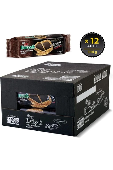 Eti Burçak Bitter Çikolatalı Yulaflı Bisküvi 114 g x 12 Adet ürün görseli 1