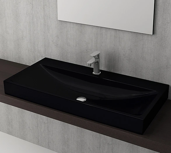 Bocchi Scala Tezgah Üstü Lavabo 100 Cm Parlak Siyah 1079-005-0126 ürün görseli 1