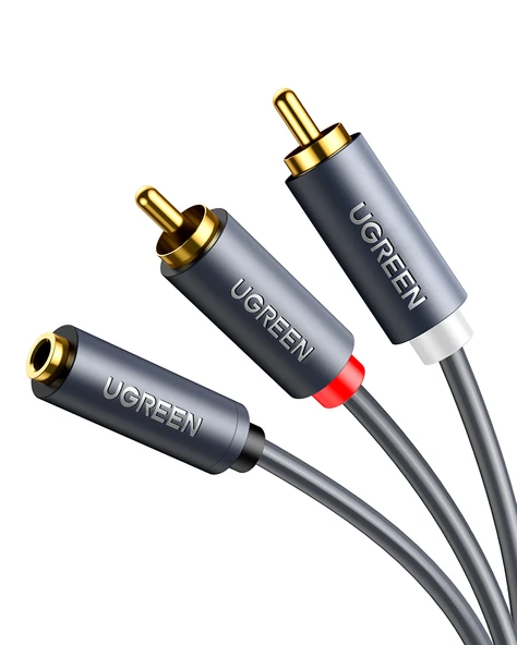 UGREEN 3.5mm AUX RCA Ses Kablosu, 1 Metre, Antrasit, 10772 ürün görseli 1