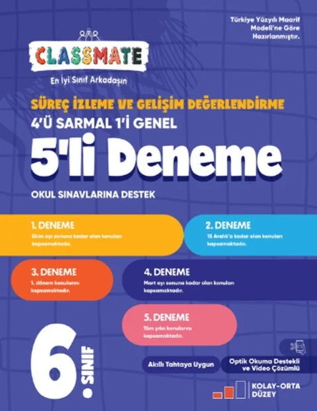 Okyanus Yayınları 6. Sınıf Classmate Süreç İzleme Ve Gelişim Değerlendirme 5 li Deneme ürün görseli 1
