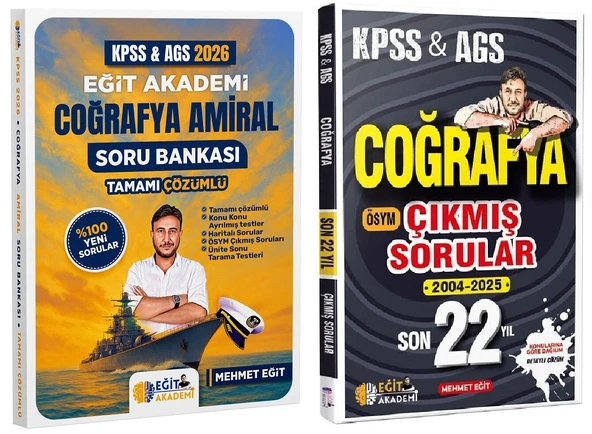 Eğit Akademi 2026 KPSS MEB-AGS Coğrafya Amiral Soru Bankası + Çıkmış Sorular Son 22 Yıl 2 li Set - Mehmet Eğit Eğit Akademi ürün görseli 1