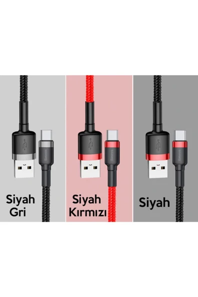 mstfx Usb Type C 0.50cm 3.0a Hızlı Şarj Halat Usb Kablo Siyah,kırmızı smodelix 850662 ürün görseli 1