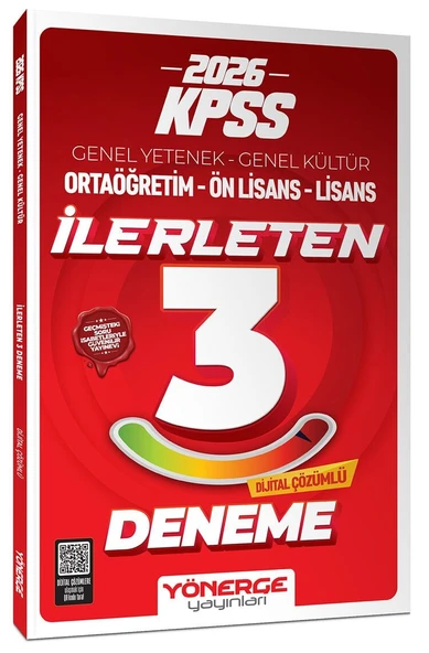 Yönerge 2026 KPSS Genel Yetenek Genel Kültür İlerleten 3 Deneme Çözümlü - Yönerge Yayınları ürün görseli 1