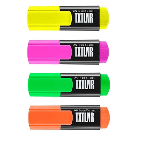Faber-Castell Textliner Fosforlu Kalem Mini Yeşil + Pembe + Turuncu + Sarı ürün görseli 1