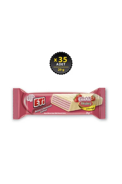 Eti Beyaz Çikolata Kaplı Çilek Kremalı Gofret 29 g x 35 Adet ürün görseli 1