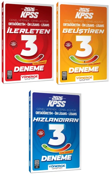 Yönerge 2026 KPSS Genel Yetenek Genel Kültür İlerleten + Geliştiren + Hızlandıran 9 Deneme 3 lü Set Yönerge Yayınları ürün görseli 1