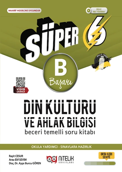Nitelik 6. Sınıf Din Kültürü ve Ahlak Bilgisi Süper B Başarı Soru Kitabı Nitelik Yayınları ürün görseli 1